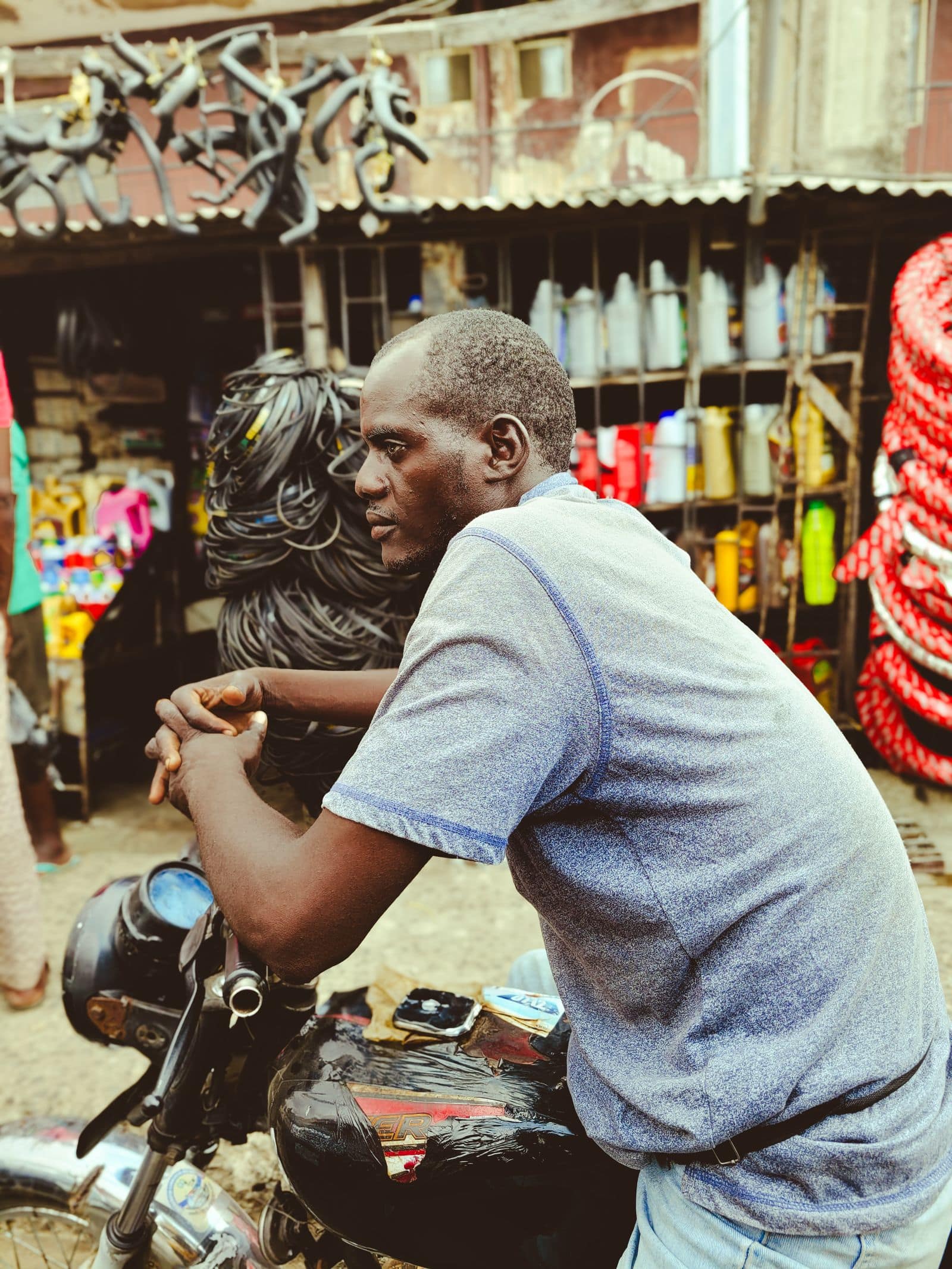 Daily life on a community street in the Federal Capital Territory, Nigeria